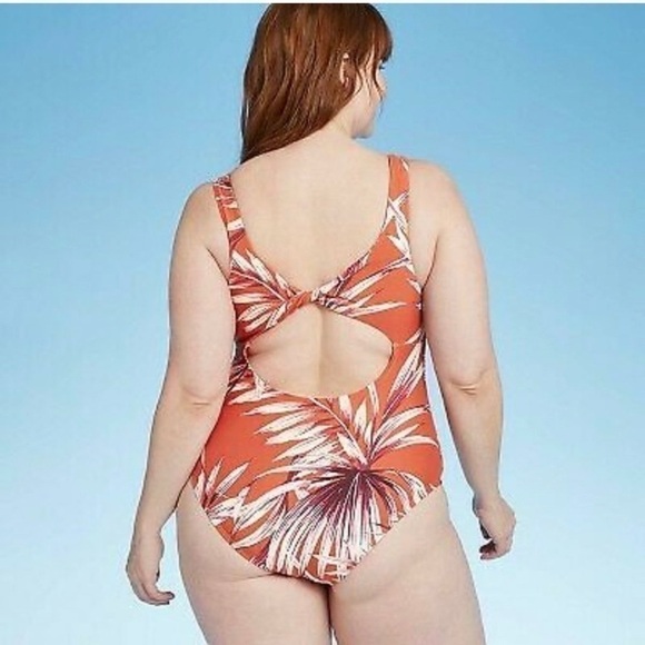 Kona Sol One Piece Orange Twist Back Cut Out Swimsuit Size Large - Picture 2 of 14